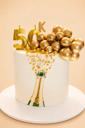 Golden 50K Milestone Celebration Cake