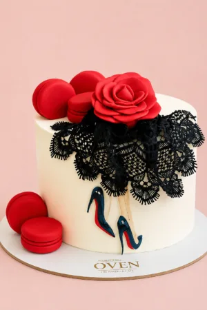 Elegant Red Rose Designer Celebration Cake