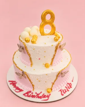 Elegant Pink & Gold Birthday Cake