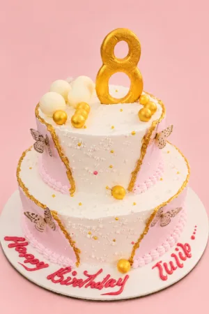 Elegant Pink & Gold Birthday Cake