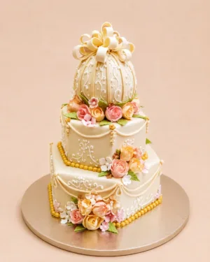 Customized Elegant Floral Celebration Cake