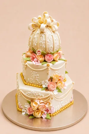 Customized Elegant Floral Celebration Cake