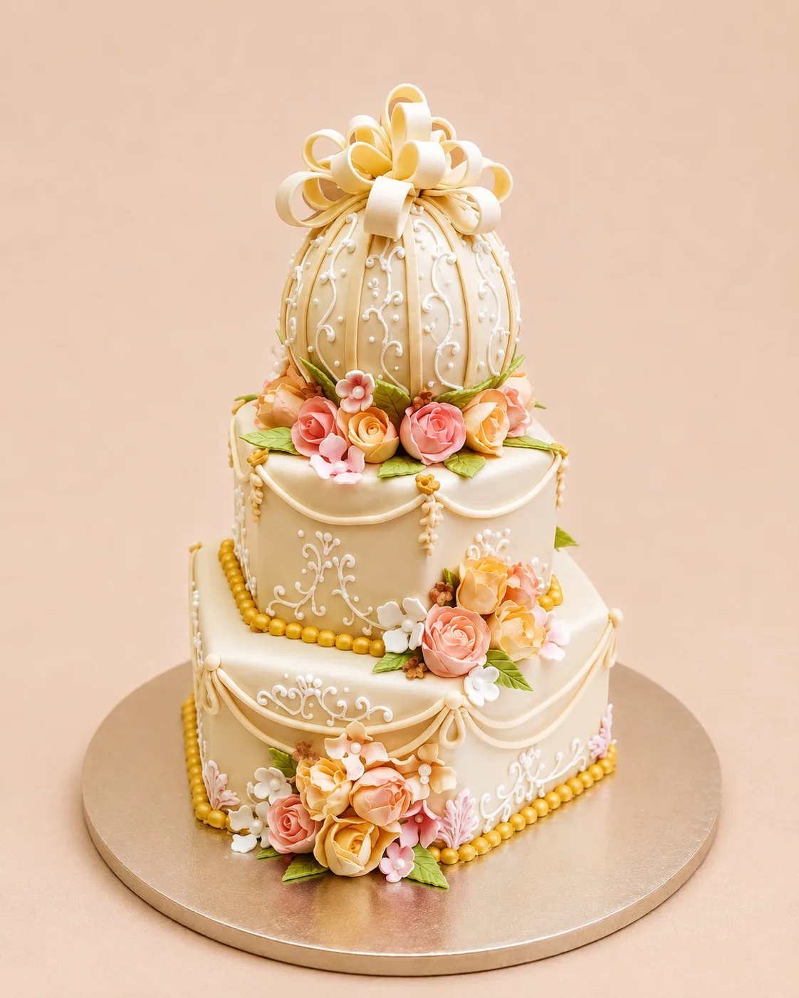Customized Elegant Floral Celebration Cake