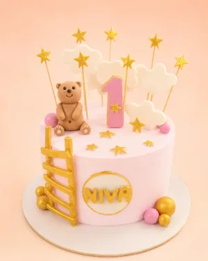 Personalized First Birthday Teddy Cake