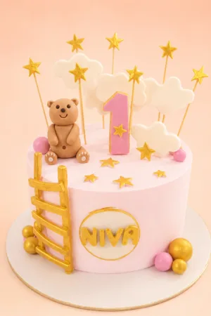 Personalized First Birthday Teddy Cake