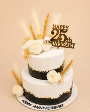 Customized Elegant 25th Anniversary Cake