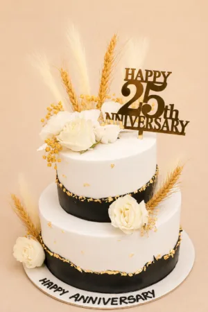 Customized Elegant 25th Anniversary Cake