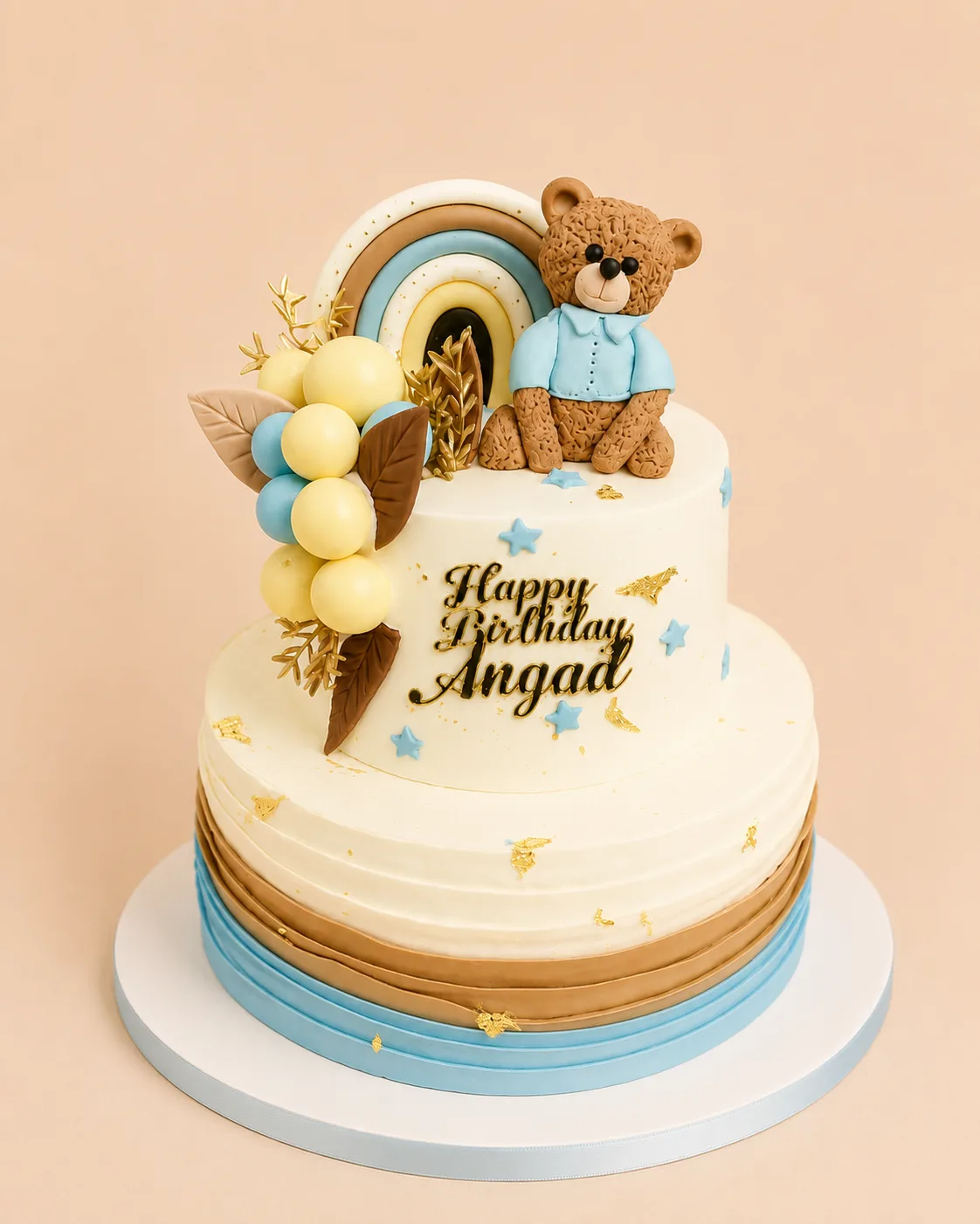 Customized Teddy Bear Rainbow Birthday Cake