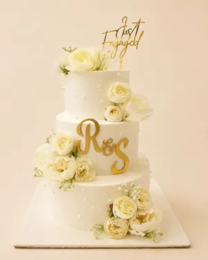 Customized Elegant Engagement Celebration Cake