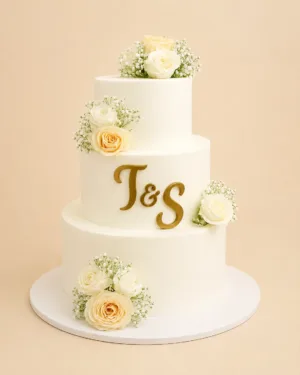 Customized Elegant White Floral Wedding Cake