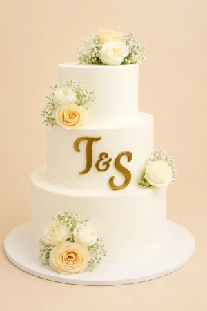 Customized Elegant White Floral Wedding Cake