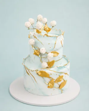 Customized Marble Gold Floral Designer Cake