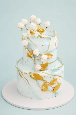 Customized Marble Gold Floral Designer Cake