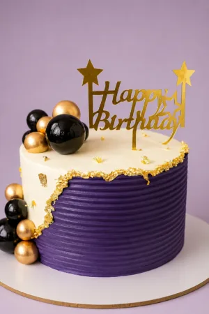 Royal Purple & Gold Designer Birthday Cake
