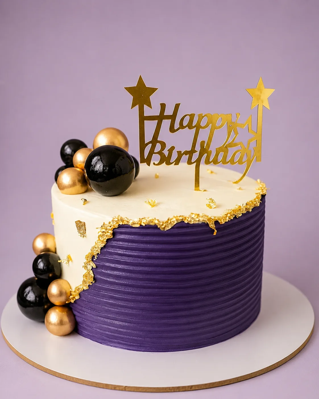 Royal Purple & Gold Designer Birthday Cake