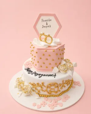 Customized Elegant Engagement Ring Box Cake