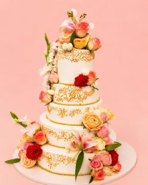 Customized Royal Floral Multi-Tier Wedding Cake