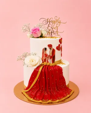 Customized Royal Wedding Couple Theme Cake