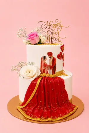 Customized Royal Wedding Couple Theme Cake