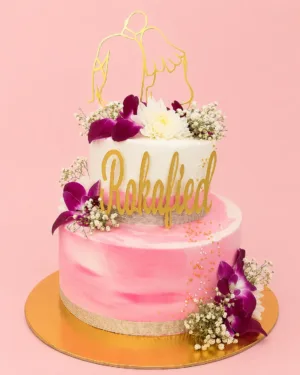 Personalized Floral Two-Tier Celebration Cake