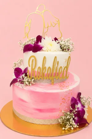 Personalized Floral Two-Tier Celebration Cake