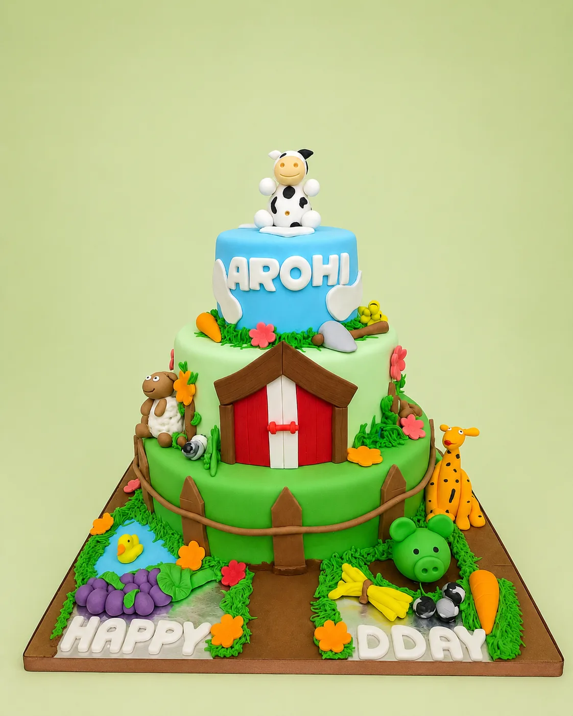 Personalized Farm Animal Birthday Cake