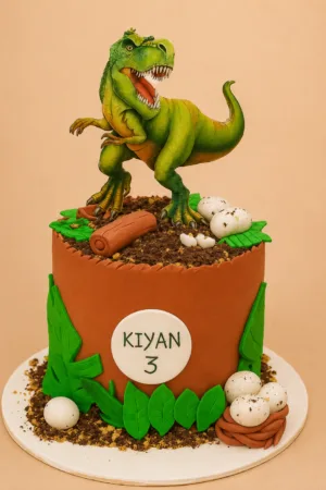 Personalized T-Rex Dinosaur Birthday Cake