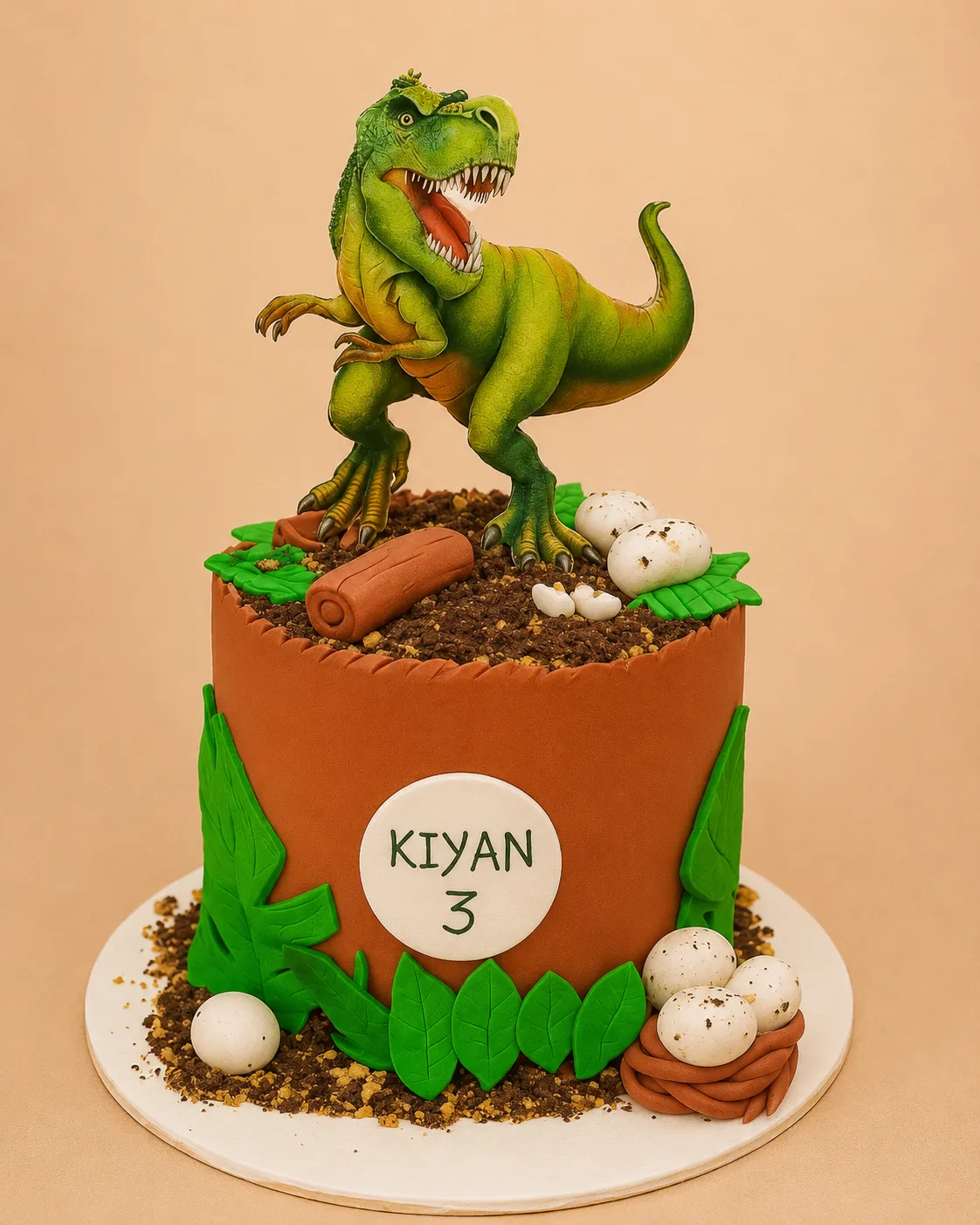 Personalized T-Rex Dinosaur Birthday Cake