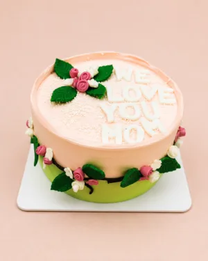 We Love You Mom Floral Cake